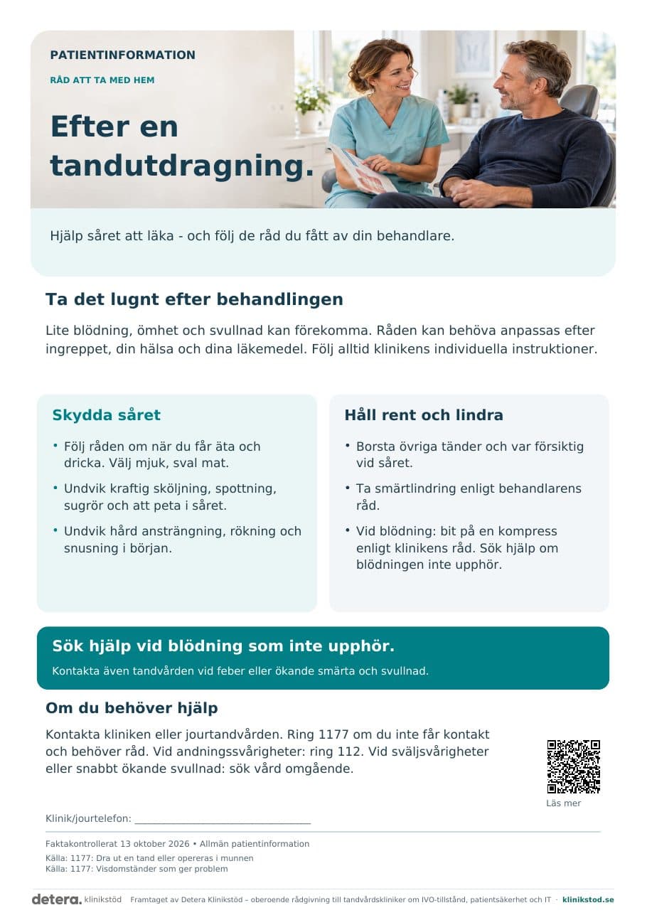 Förhandsvisning av Efter en tandutdragning