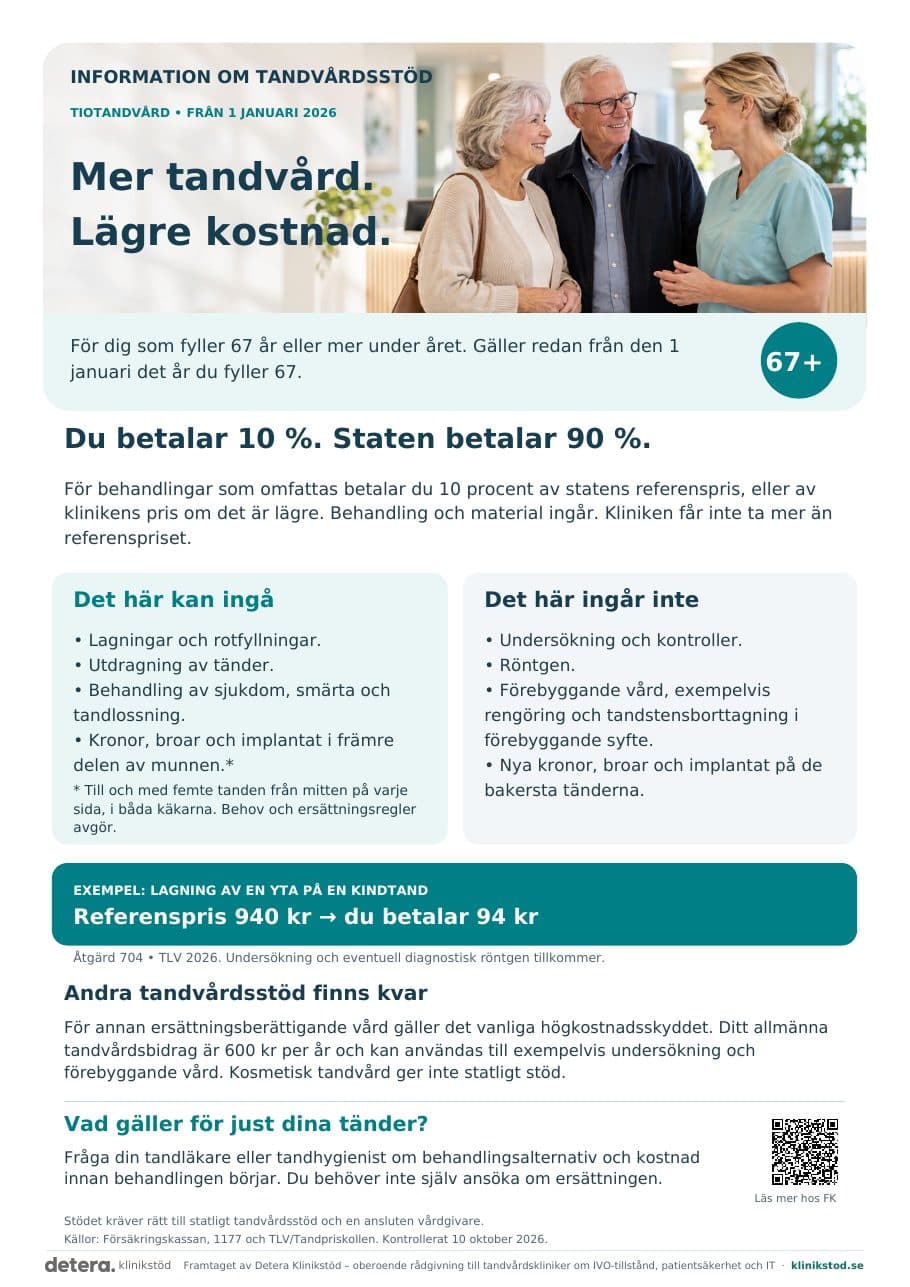 Förhandsvisning av Tiotandvård 67+ – patientinformation